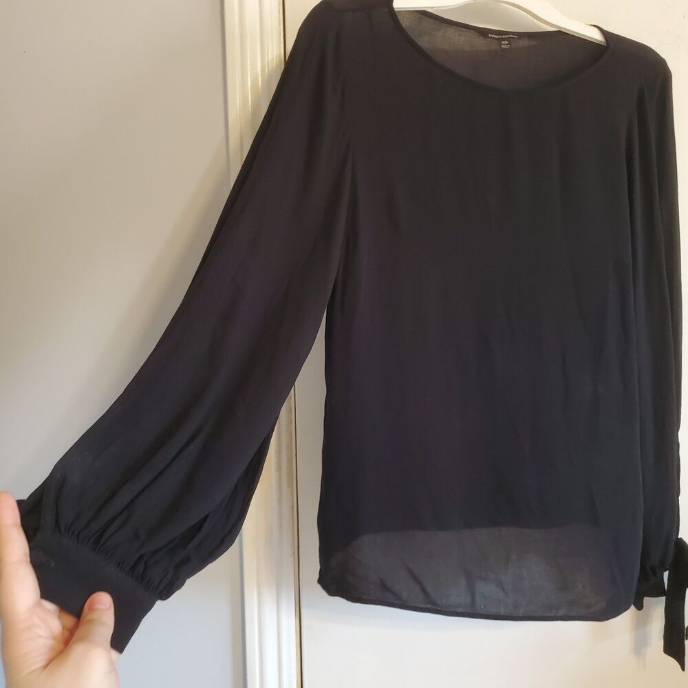 Banana Replublic Black Poet Sleeve Top Size XS Minimal Career Office Capsule - Picture 4 of 10